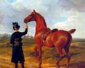 洛德里弗斯的仆人领一只栗色马朝着汉普郡的方向赶去 - 雅克·劳伦特·阿加斯